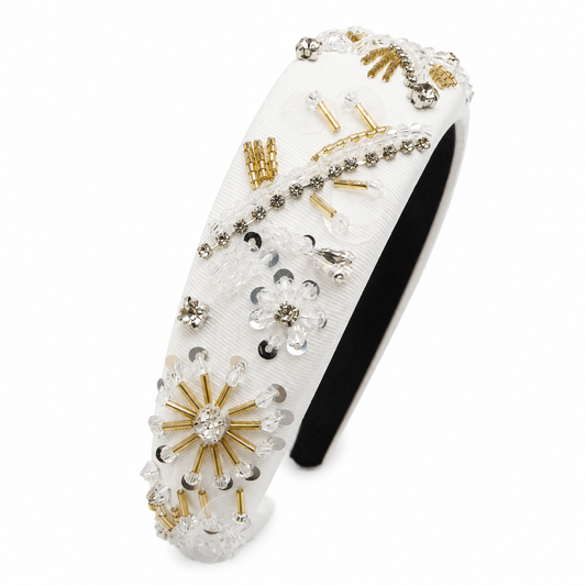 Alice Bling Statement Headband, Gold/White