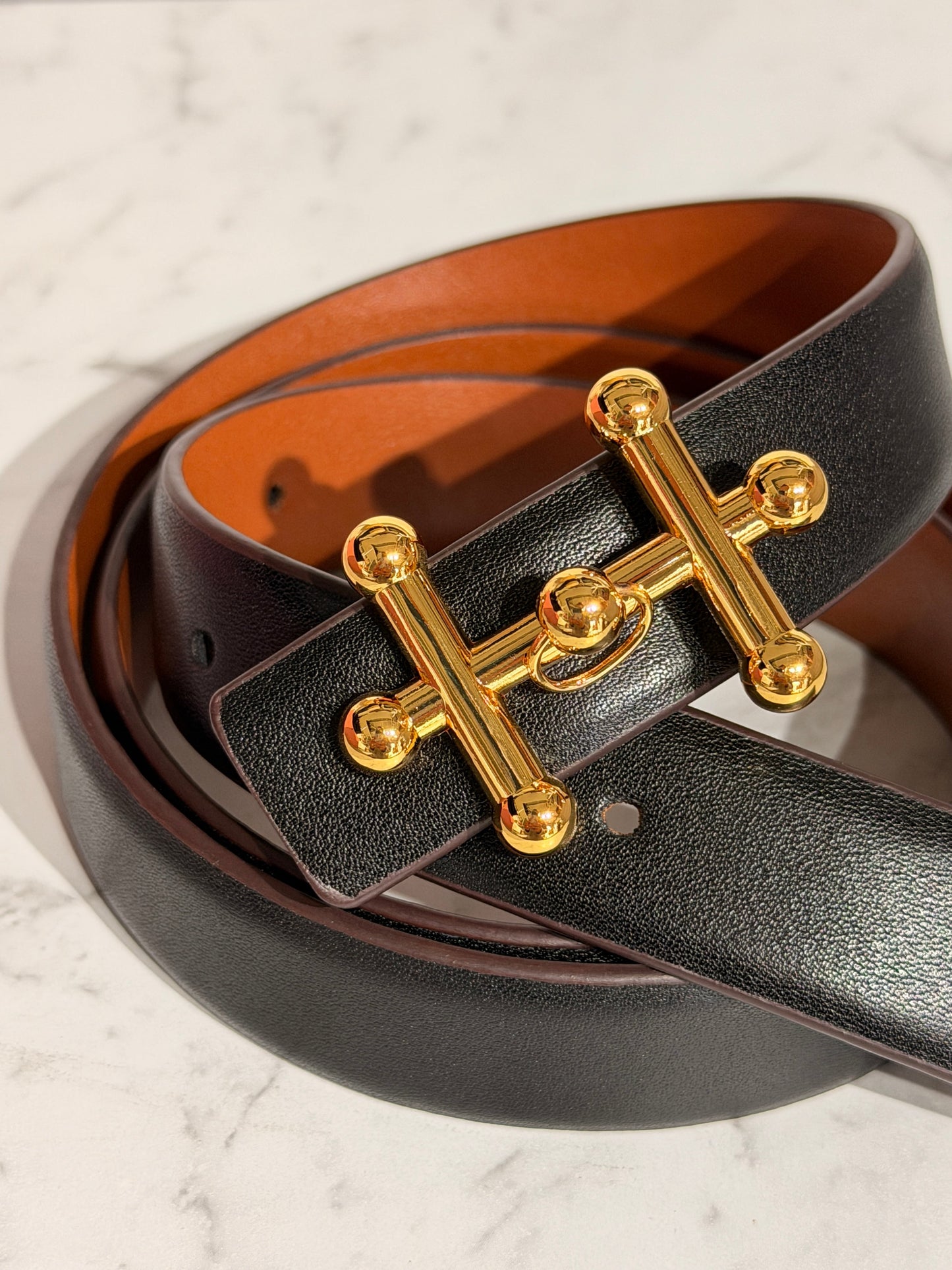 ANDI Smooth Leather Belt Black/Tan