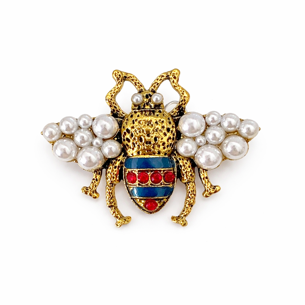 B2 Bee Metallic Gold Crystal Brooch