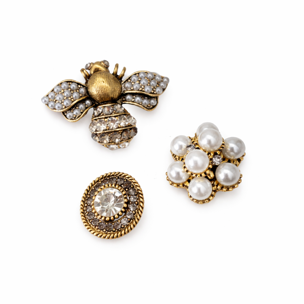 B8 Bee Metallic Gold Crystal Brooch (Set of 3)
