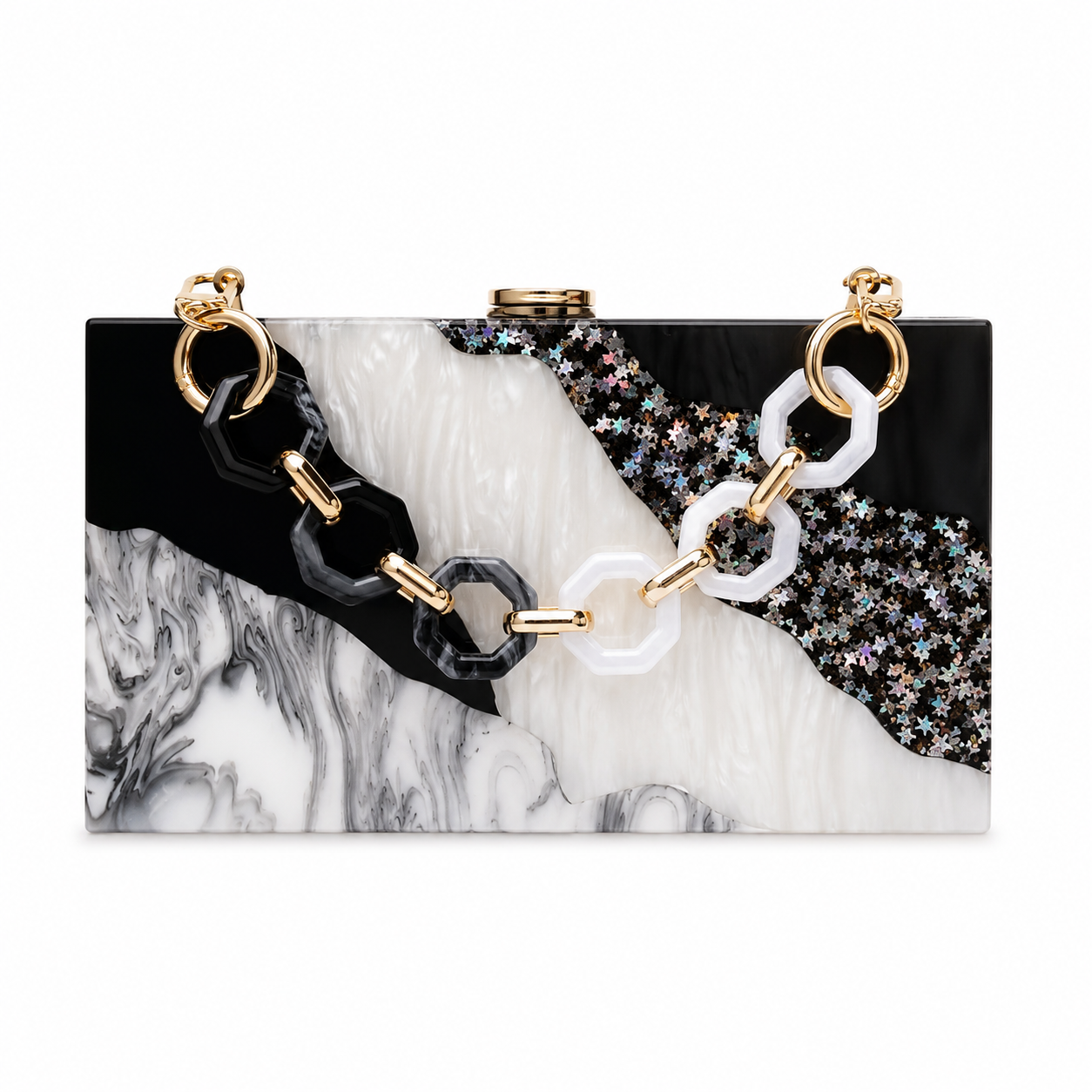 Assorted Acrylic Clutch, Black & White