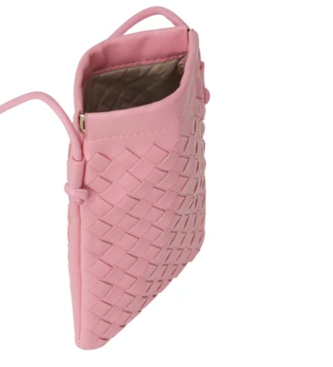 CALL ME Leather Weaved Crossbody Bag, Blossom