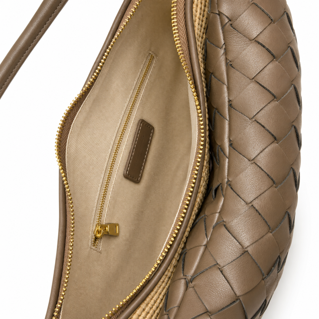 CAMILE Raffia Saddle Bag, Toffee