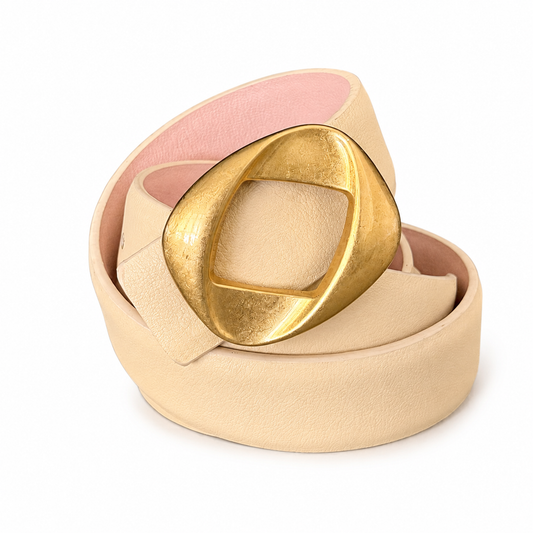 CHARLIE Leather Belt Buttercream/Blush