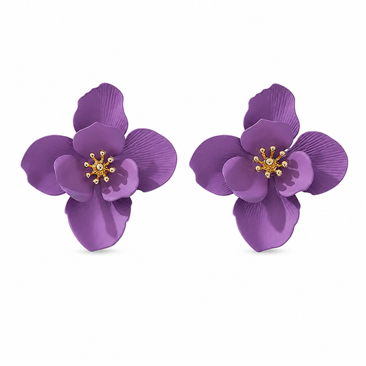 COVE Matte Floral Statement Stud, Lilac