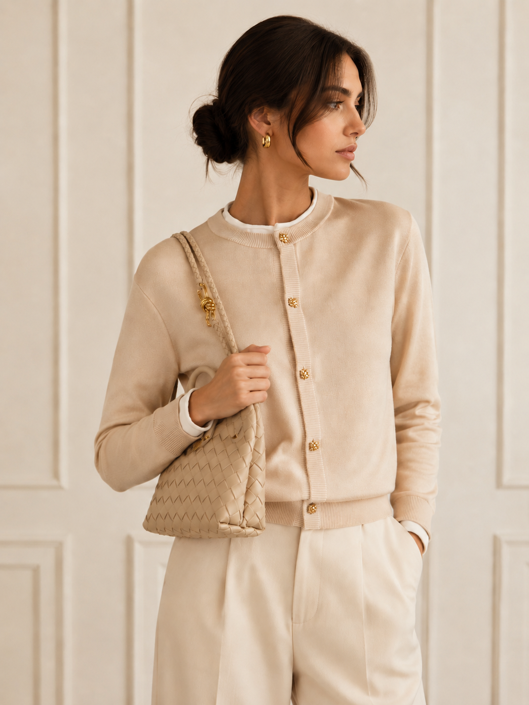 DEMI Mini Weave Bag, Latte