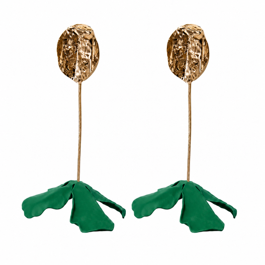 ESTELLE Statement Floral Earrings, Green