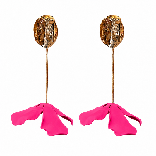 ESTELLE Statement Floral Earrings, Hot Pink