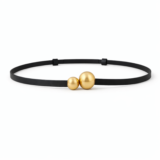 FRAN Leather Dress Belt, Gold