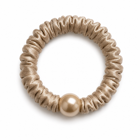 Georgina Elastic Hair Tie, Champagne Pearl