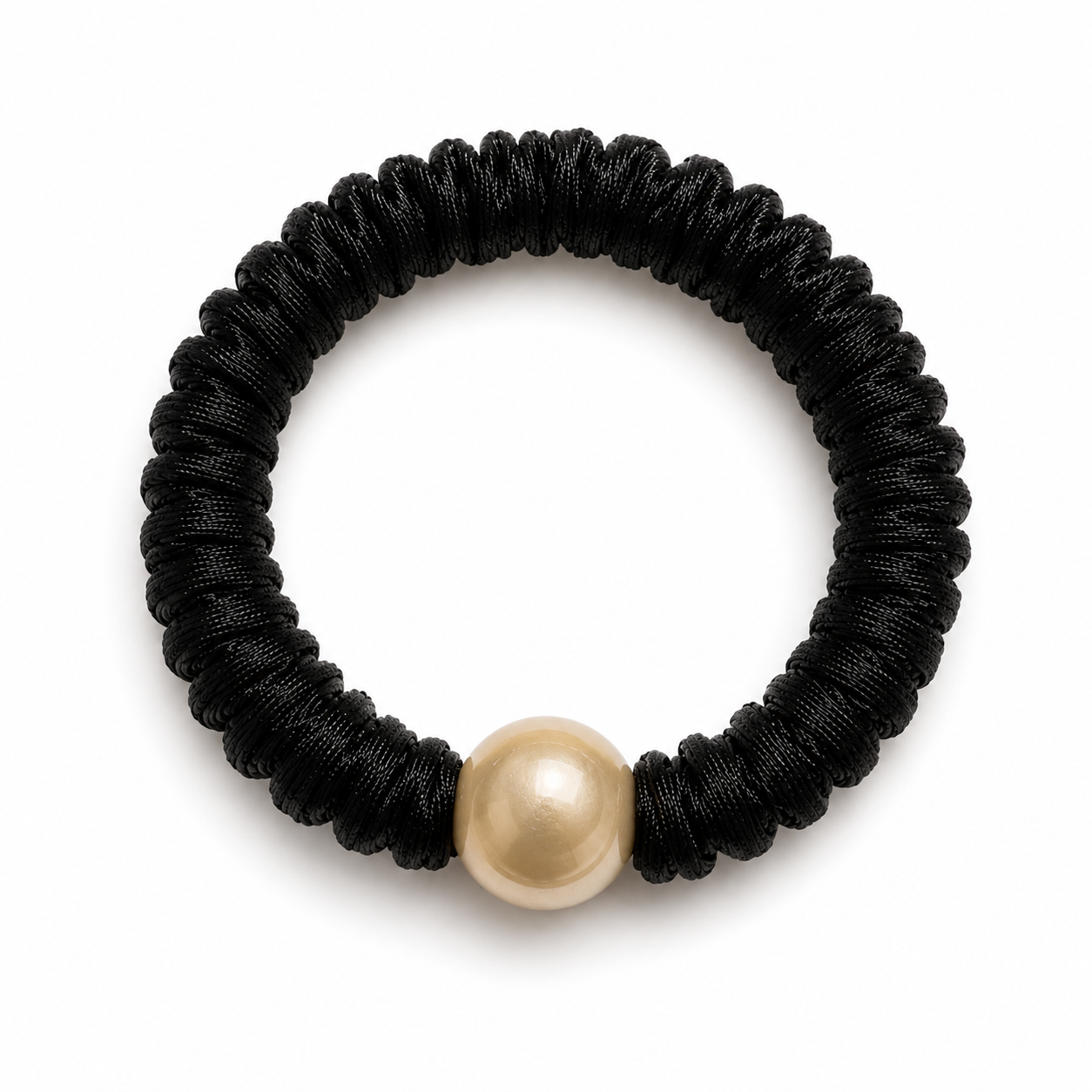 Georgina Elastic Hair Tie, Black Champagne Pearl