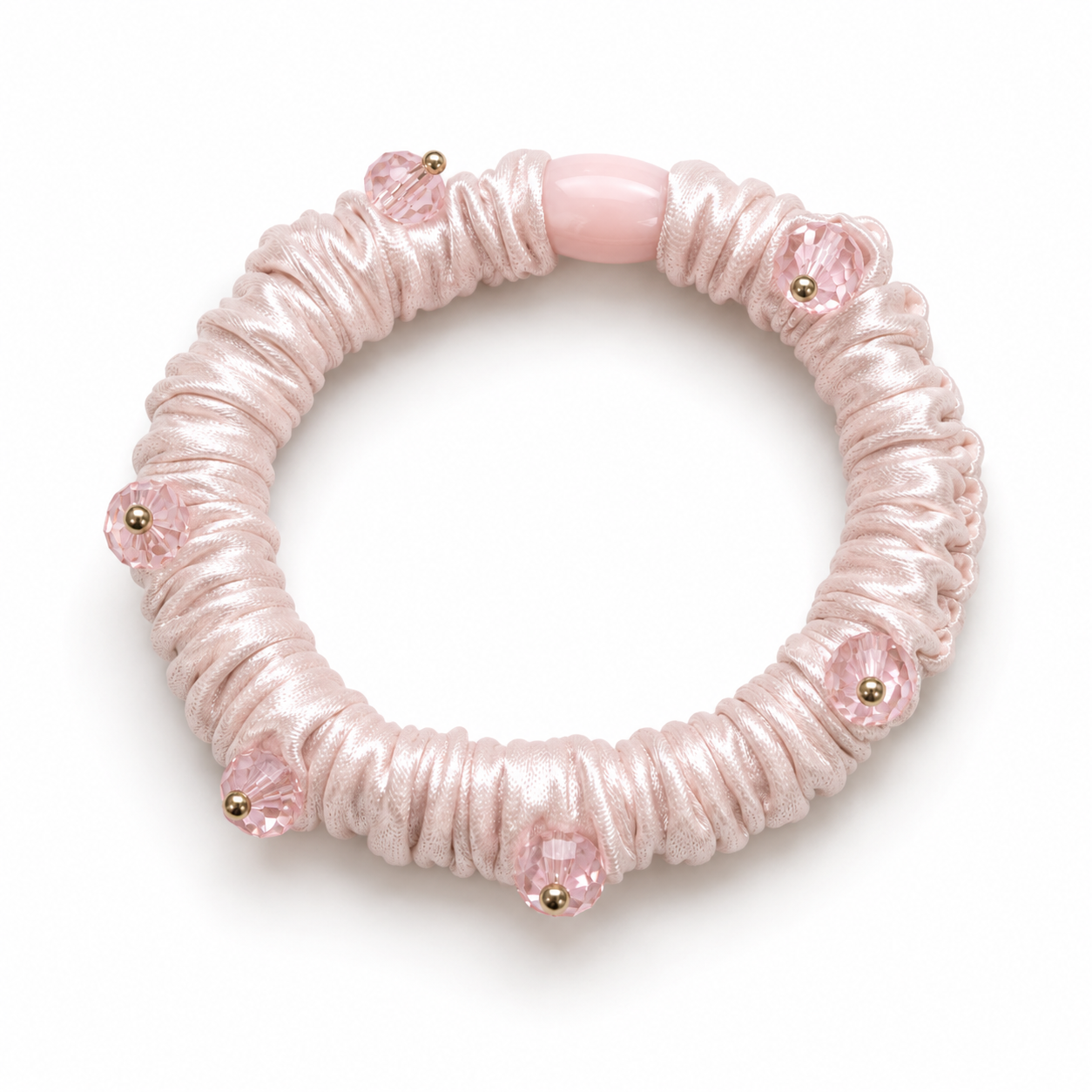 Georgina Elastic Hair Tie, Pink with Pink Crystals