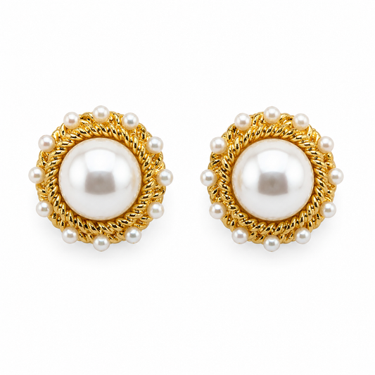 Mia Gold + Pearl Braid Studs