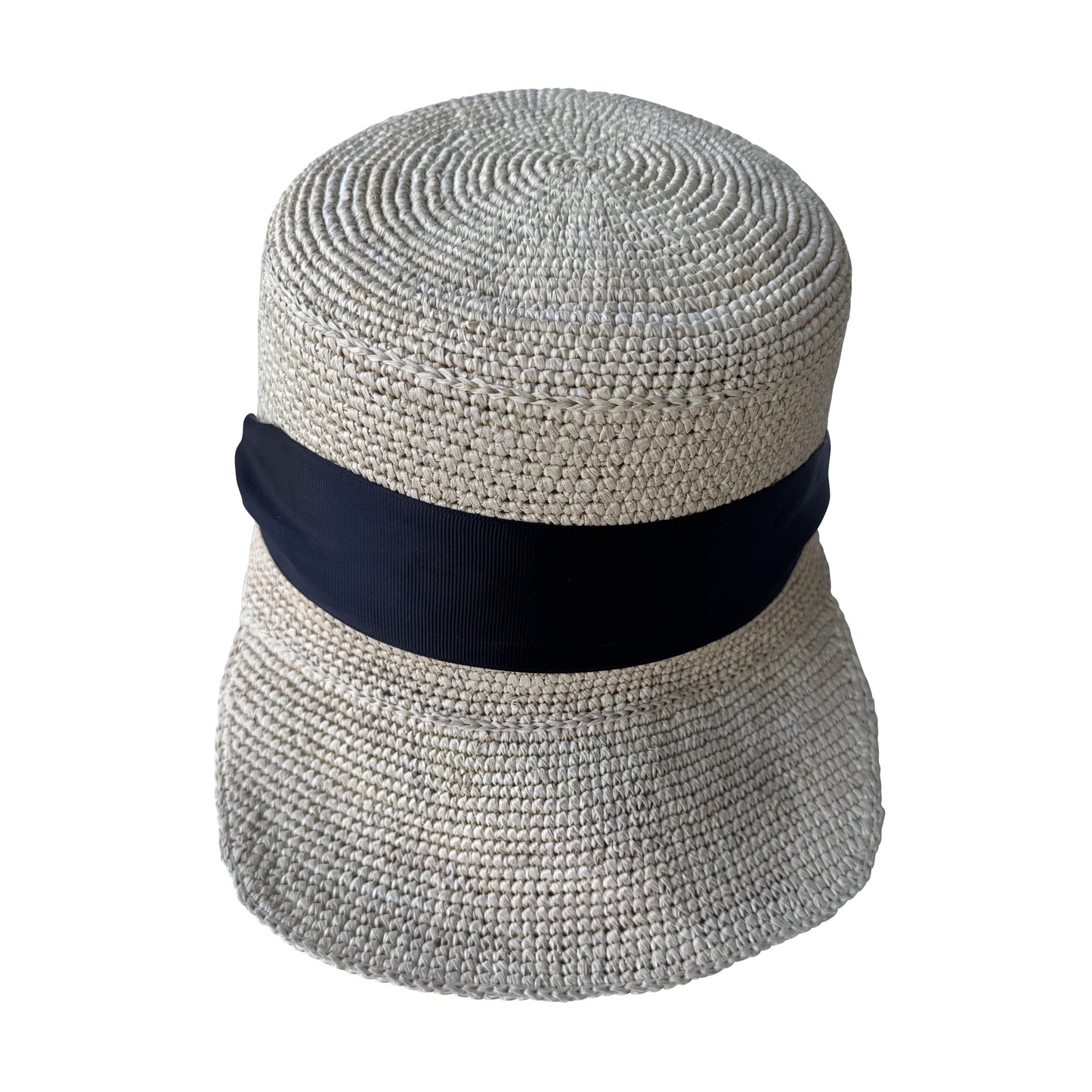 CAP, Raffia Cap with Black Bow - Size Large