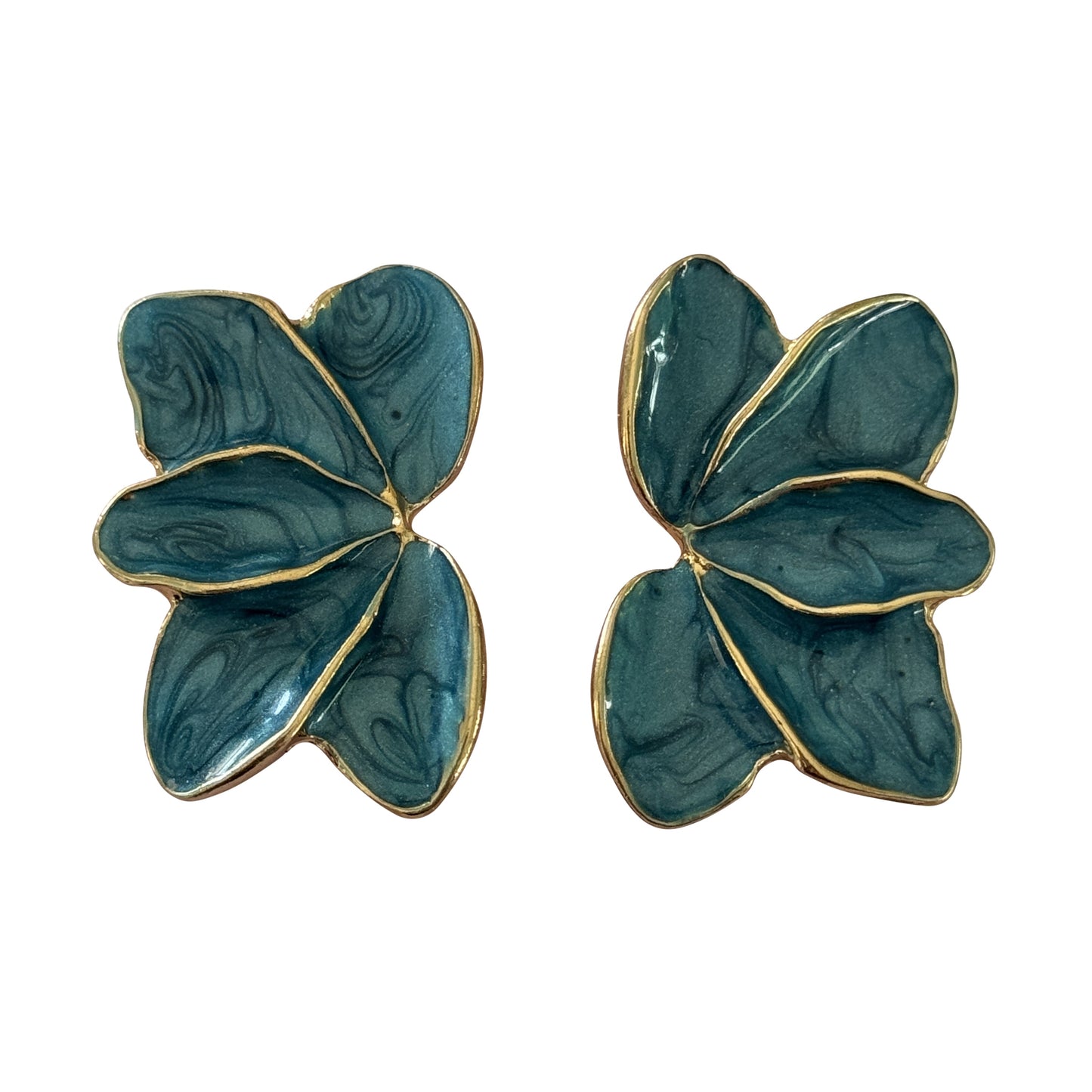 Forest Teal Enamel Stud Earrings