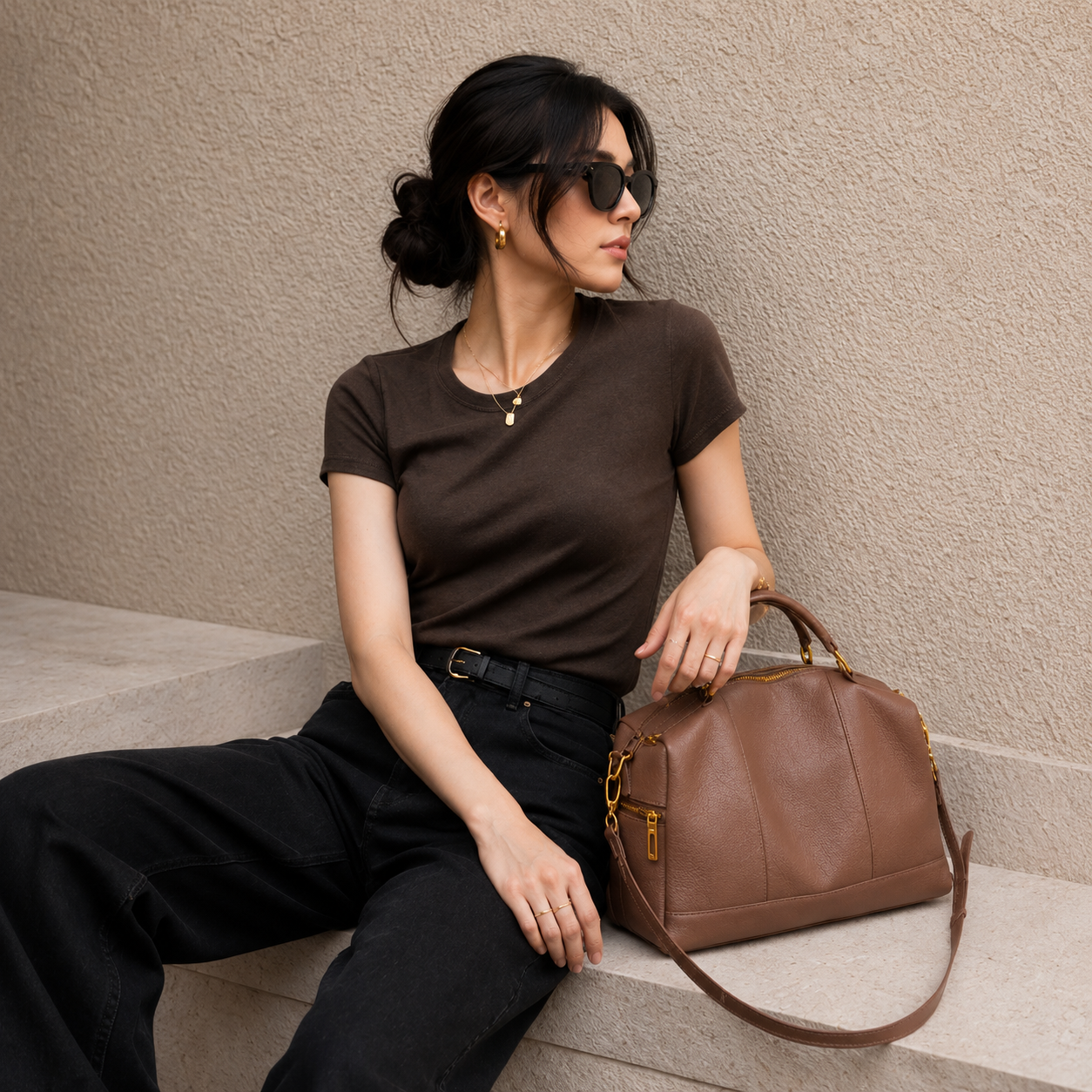 JESSIE, Dark Tan Leather Bag *Mid-Sept*