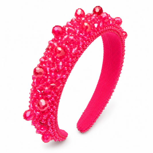 Julia 2.0 Beaded Headband in Hot Pink
