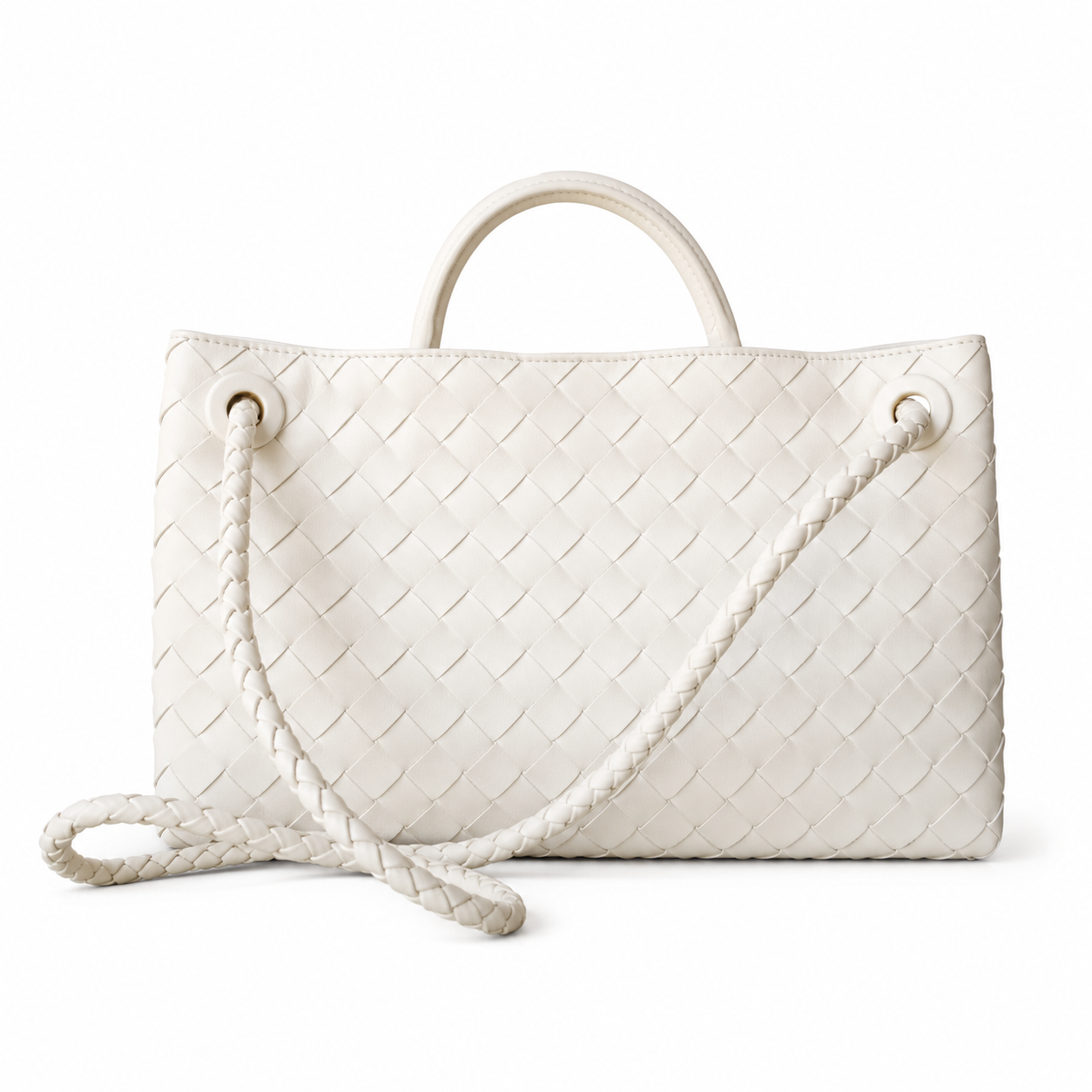 LACEY Long Weave Bag, White
