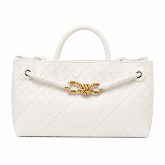 LACEY Long Weave Bag, White