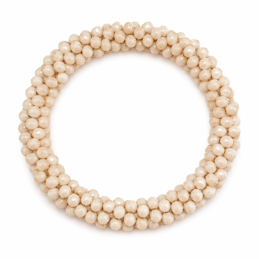Marg Beaded Stretch Bracelet, Beige