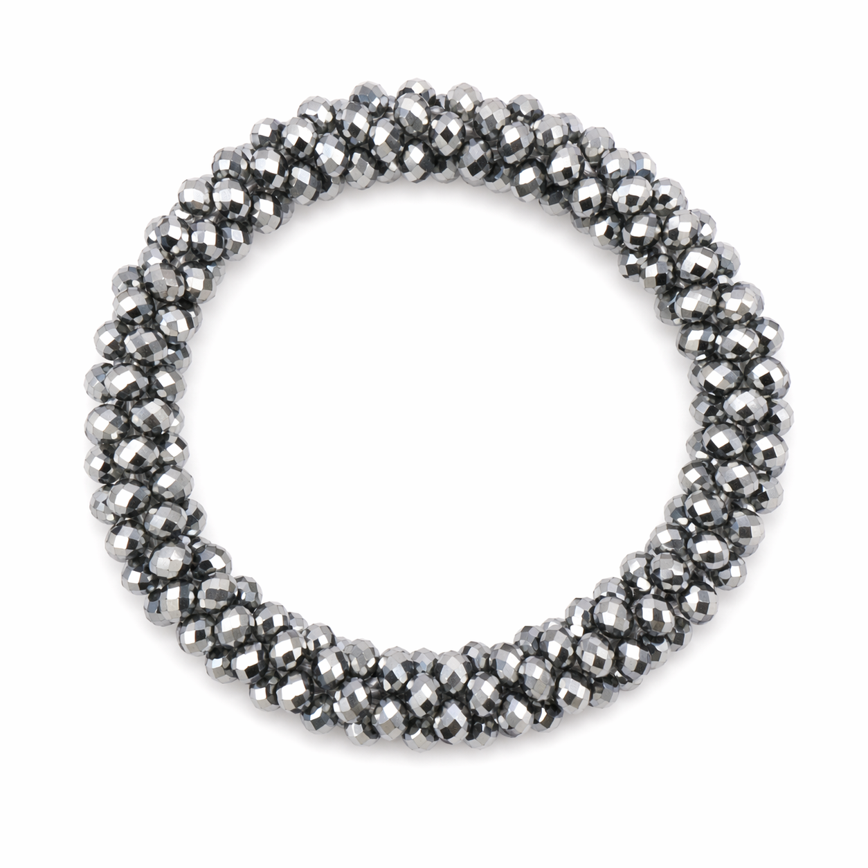 Marg Beaded Stretch Bracelet, Pewter
