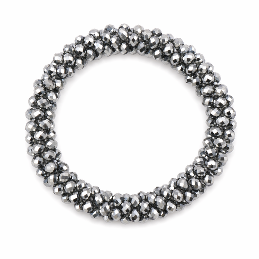 Marg Beaded Stretch Bracelet, Pewter