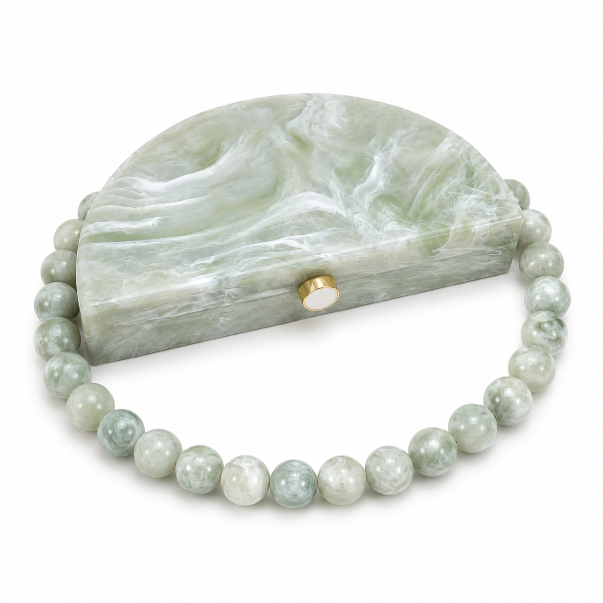 Assorted Acrylic Clutch, Mint Marble Bubble Top Handle