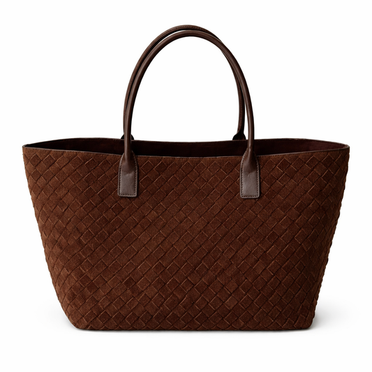 MONICA, Chocolate Suede Tote Bag