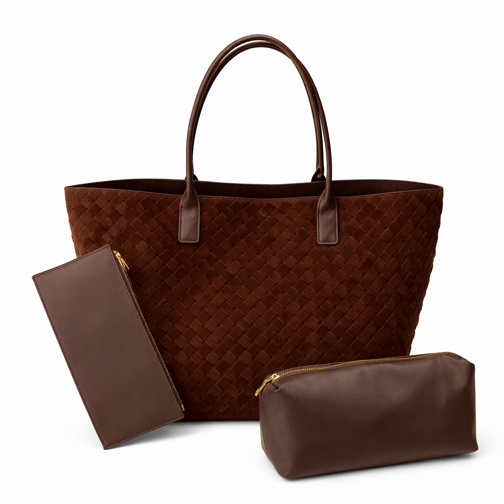 MONICA, Chocolate Suede Tote Bag