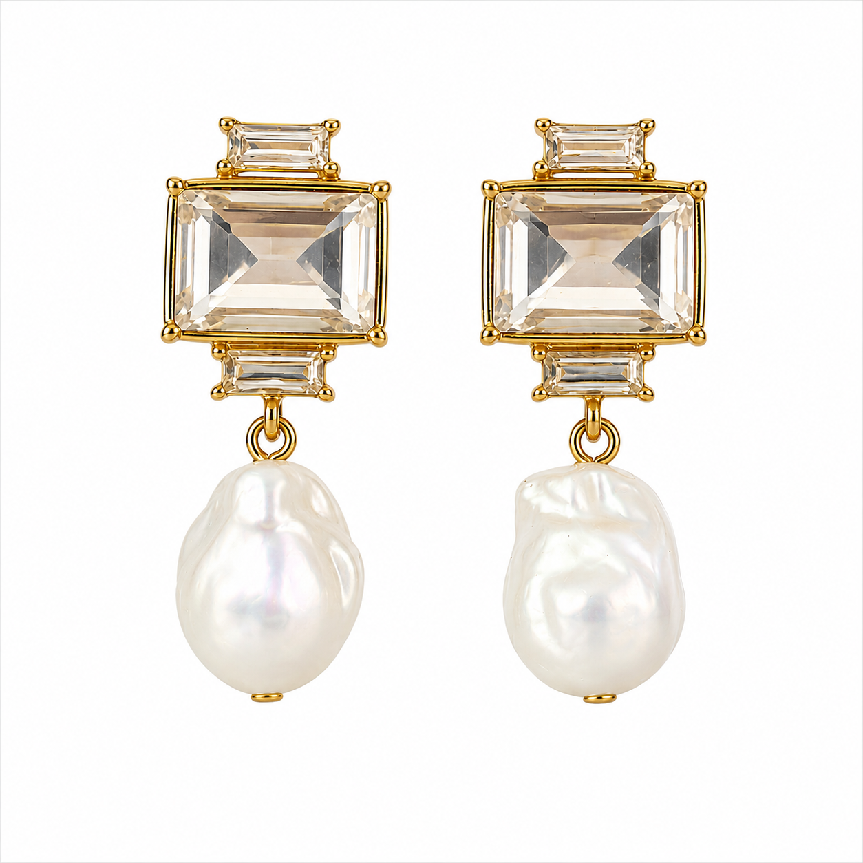 Morgan Crystal + Pearl Statement Earrings