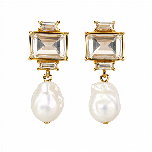Morgan Crystal + Pearl Statement Earrings