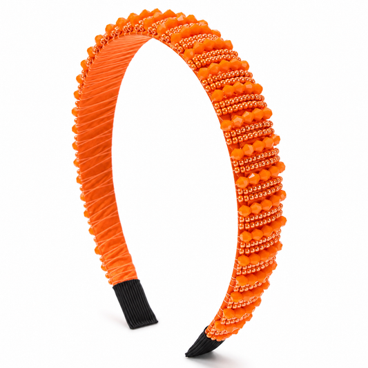 Nova Embellished Thin Crystal Headband, Orange