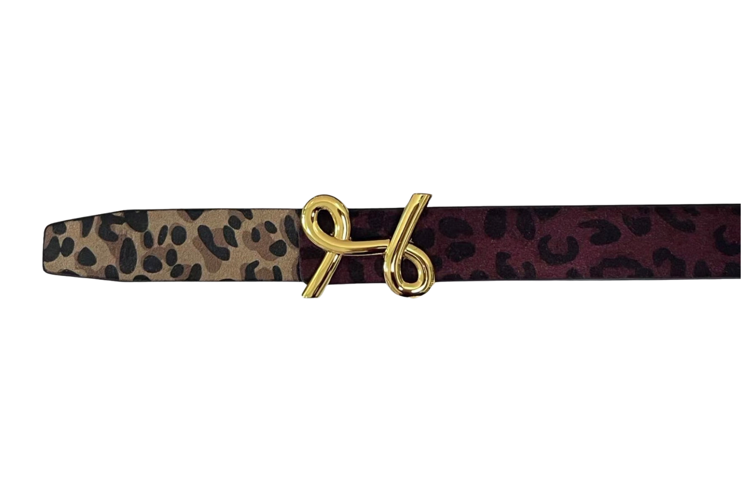 PAMELA Leather Belt Beige/Red Leopard