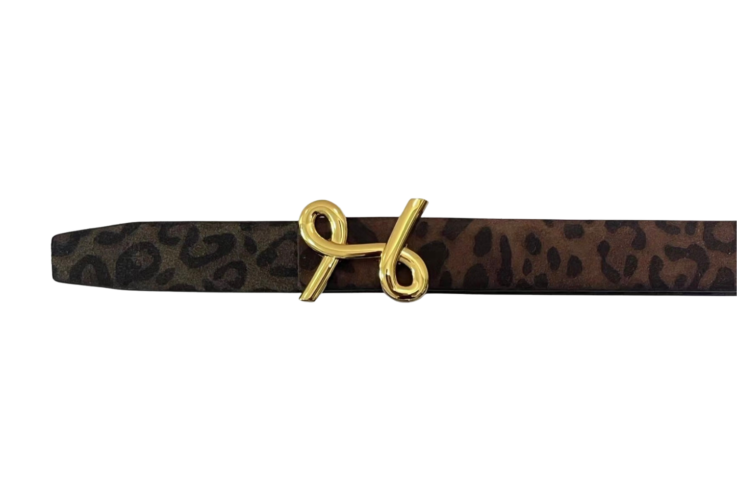 PAMELA Leather Belt Tan/Olive Leopard