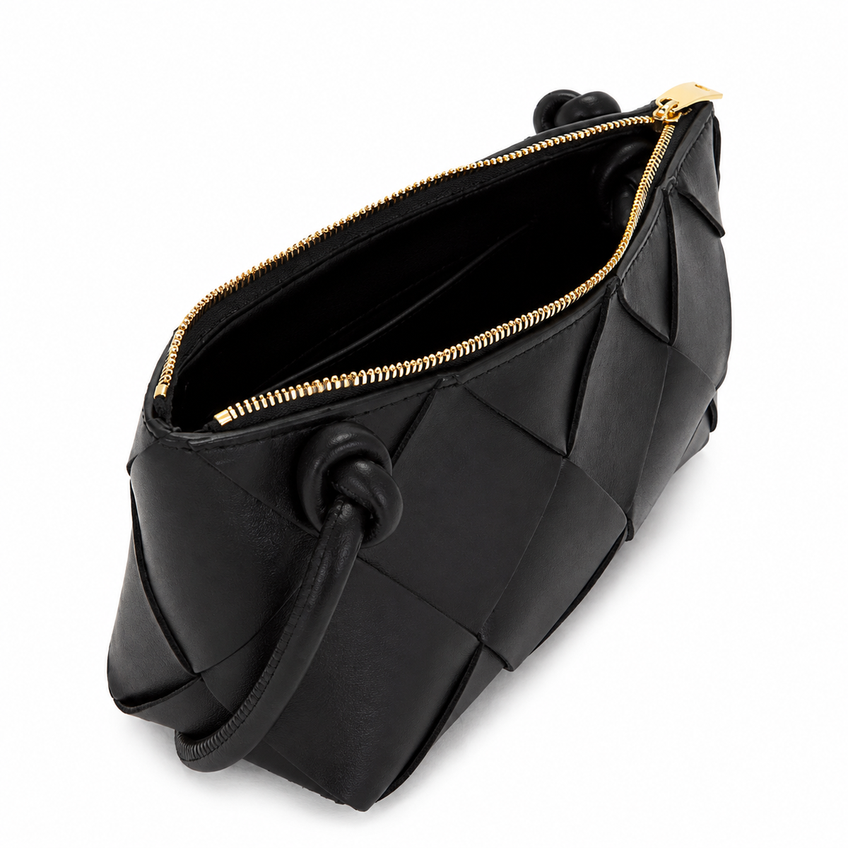 PARISA Black Large Weave Handbag