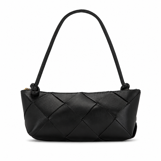 PARISA Black Large Weave Handbag