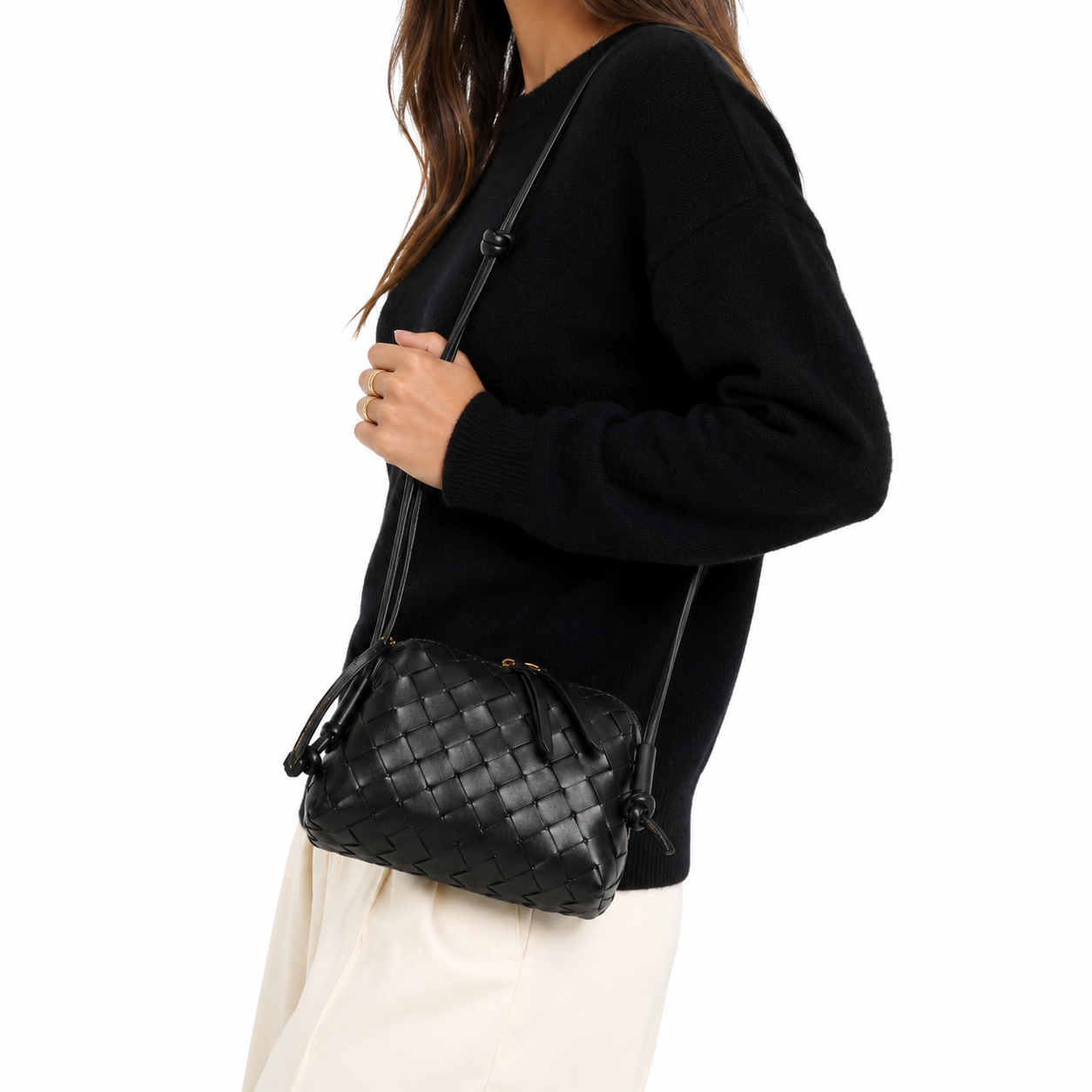 PETRA (XL) Triangular Crossbody Bag, Black