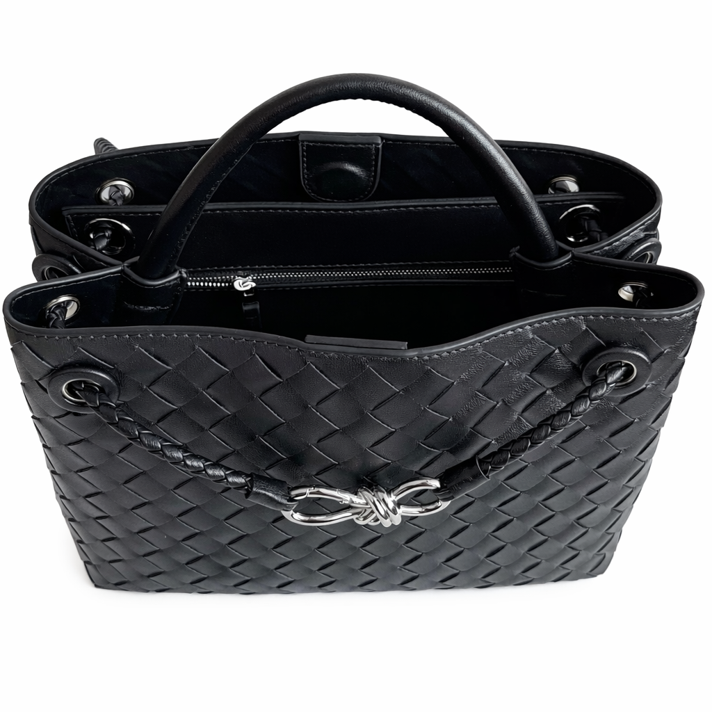 PL (Small), Black Leather *Silver Hardware*