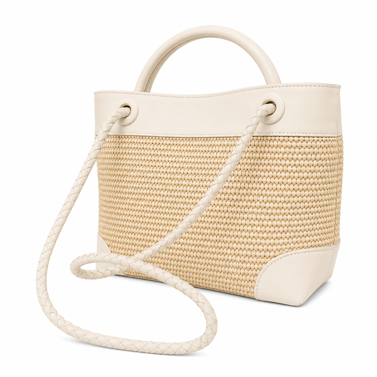 PORTIA Raffia/Milk Handbag