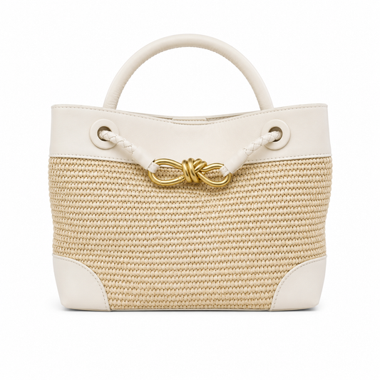 PORTIA Raffia/Milk Handbag