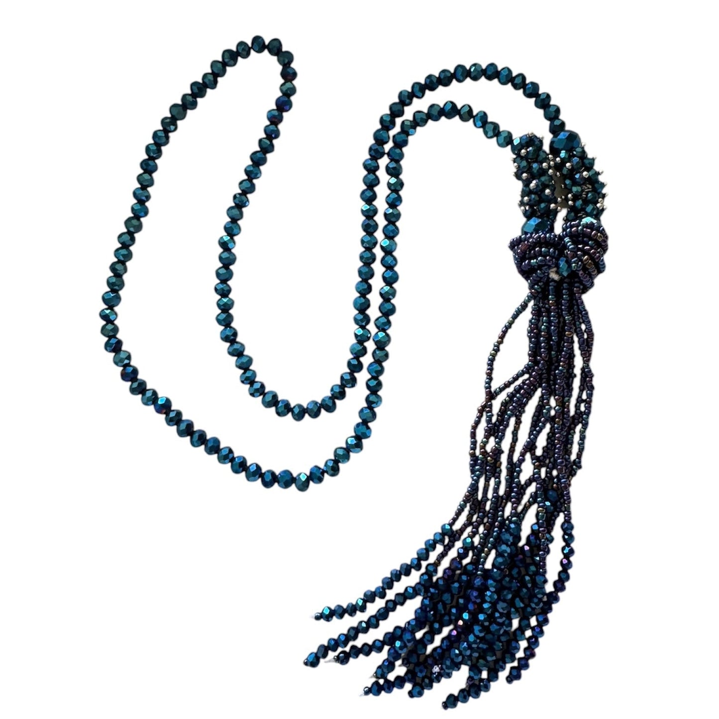 0008 Statement Tassel Necklace, Electric Blue