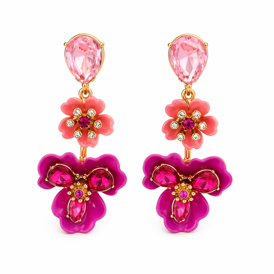 Rachel 2.0 Pink Drop Flower Earrings