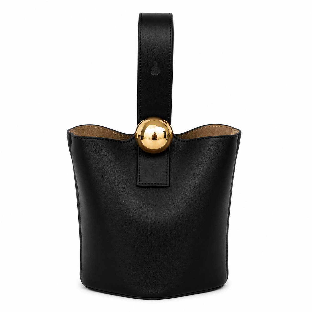 REMI Bucket Bag with Gold Bubble Lock, Black