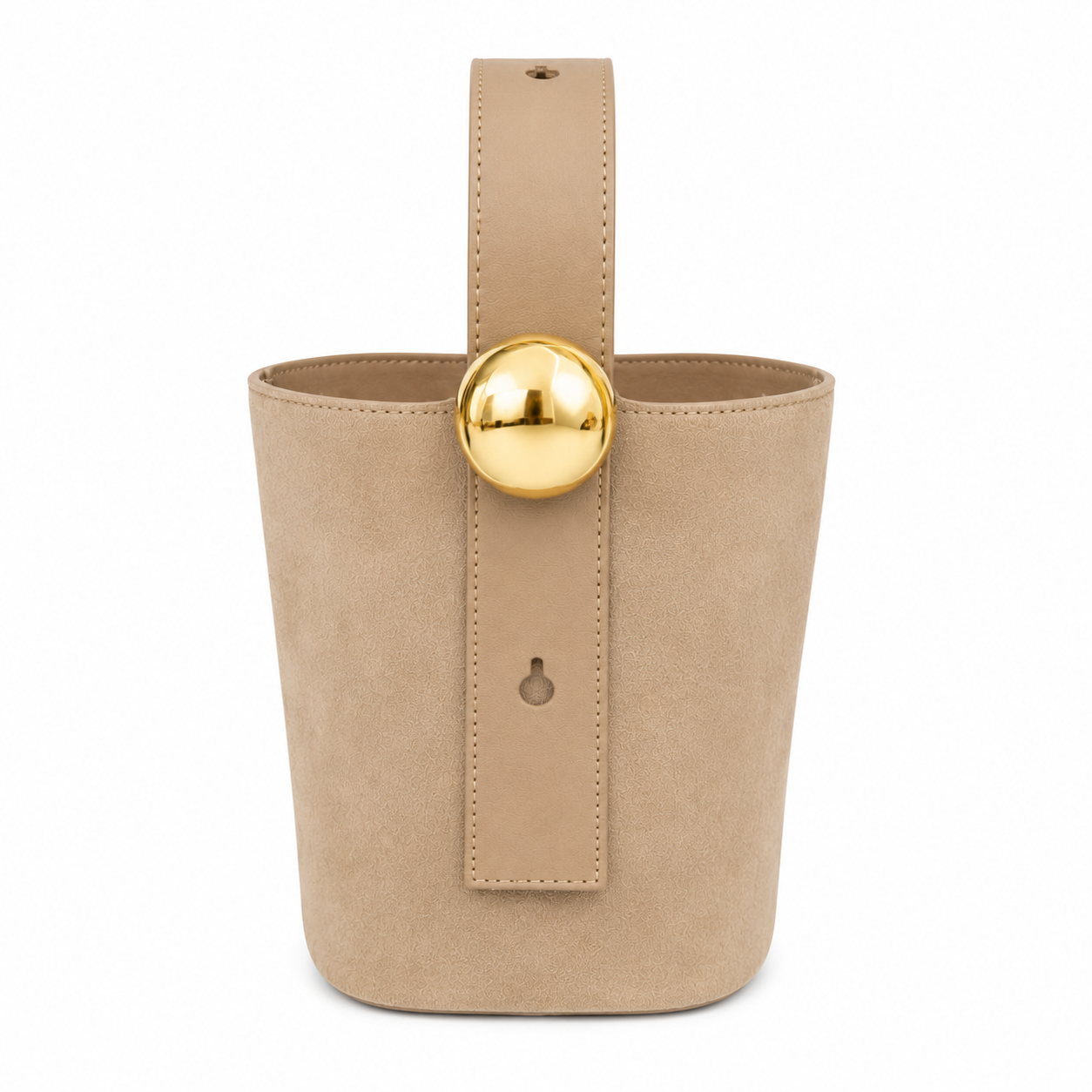 REMI Bucket Bag with Gold Bubble Lock, Mushroom