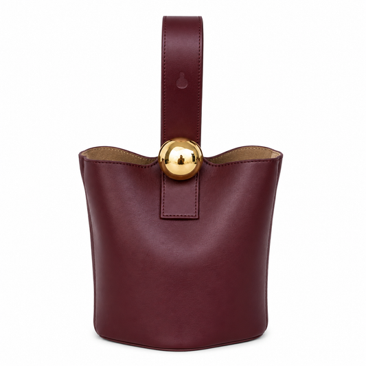 REMI Bucket Bag with Gold Bubble Lock, Burgundy