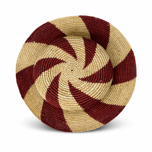 ROLLABLE, Raffia Hat in Rust/Natural Combo - Size Medium