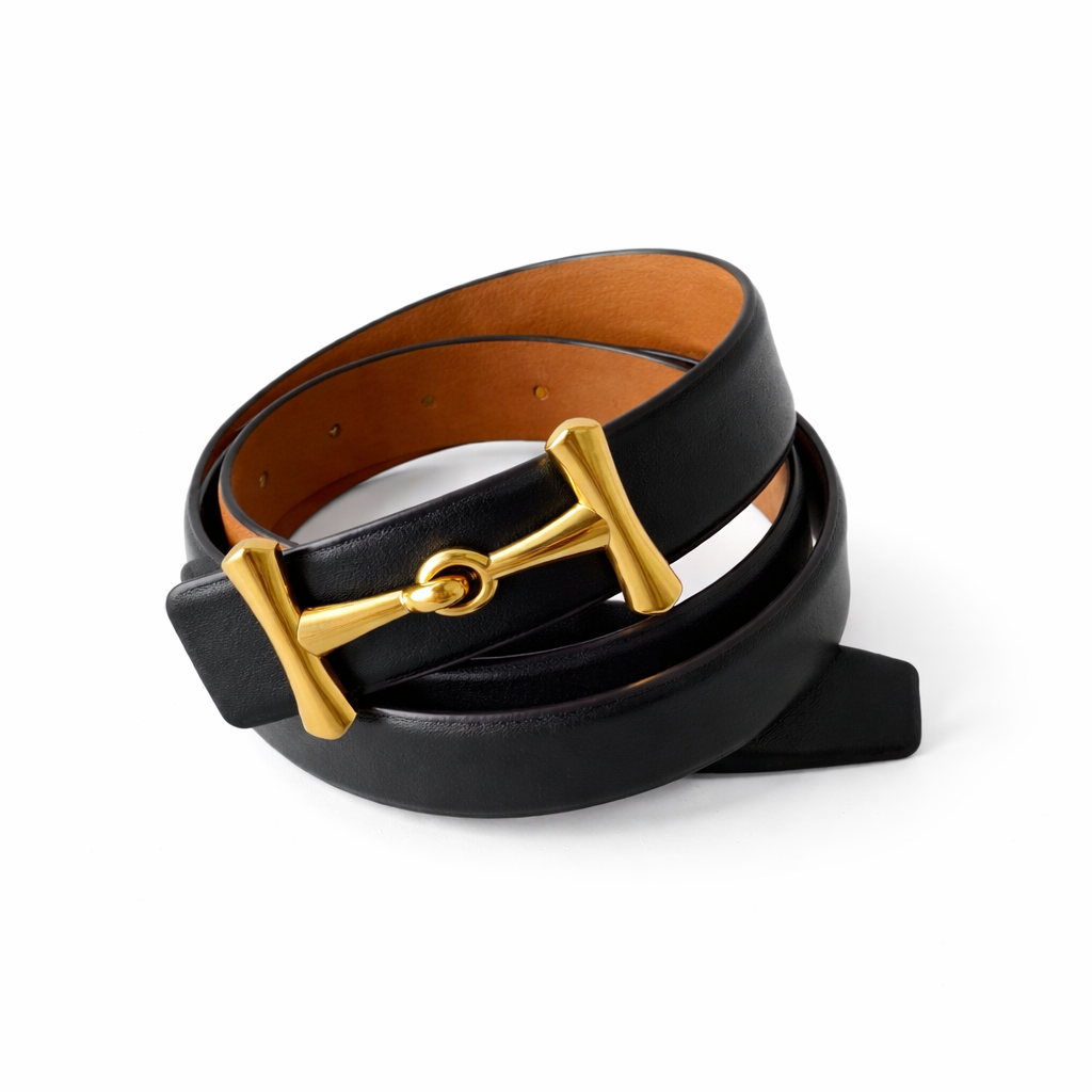 SIMONE Black / Tan Leather Belt