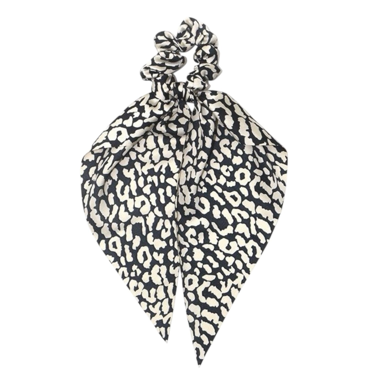 Slicker Silk Scarf Scrunchie, Black & White Leopard