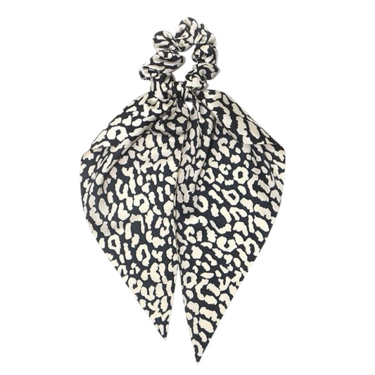 Slicker Silk Scarf Scrunchie, Black & White Leopard