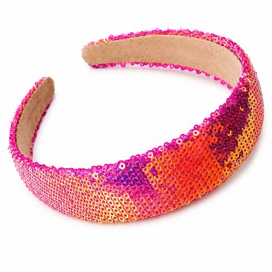 Sparkle Padded Headband, Pink & Orange Ombre